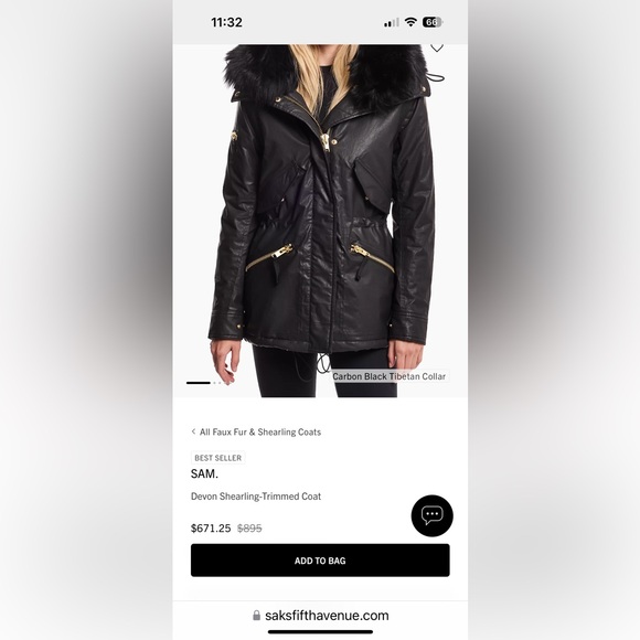 Sam winter jacked lined with genuine fox hood trim fur size M - Picture 8 of 11